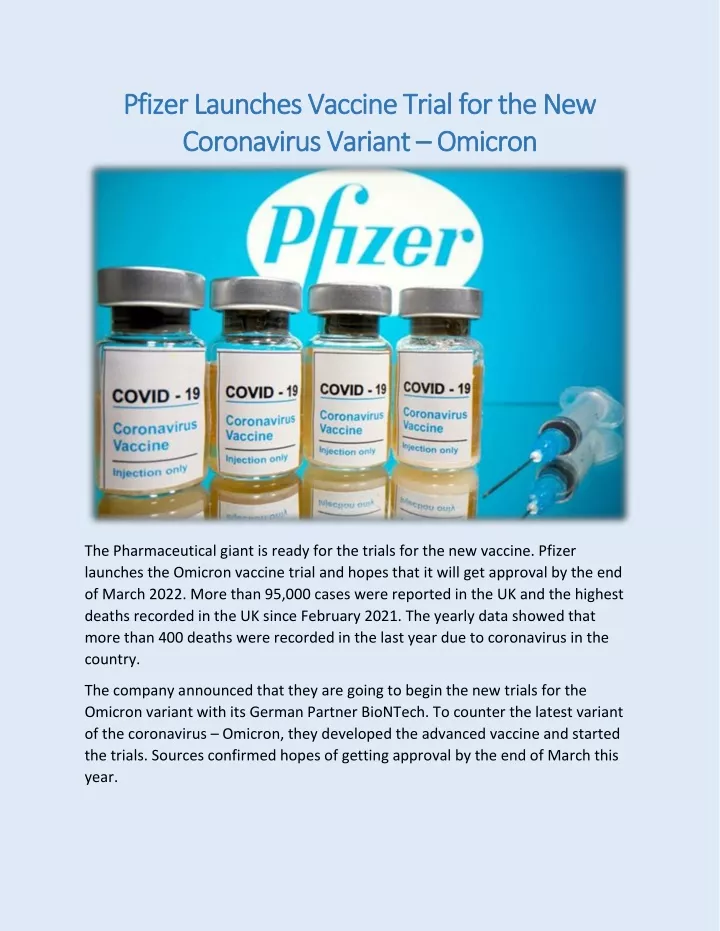 pfizer launches vaccine trial for the new pfizer