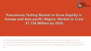 Pneumonia Testing Market Higher Mortality Rates by 2026