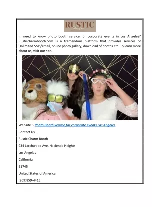 Photo Booth Service For Corporate Events Los Angeles  Rusticcharmbooth.com