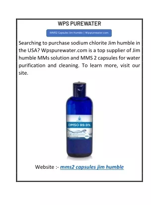 MMS2 Capsules Jim Humble  Wpspurewater.com