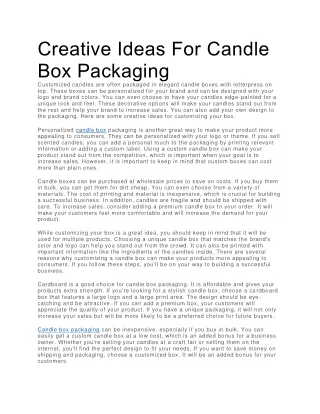 Creative Ideas For Candle Box Packaging