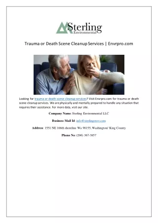 Trauma or Death Scene Cleanup Services | Envrpro.com