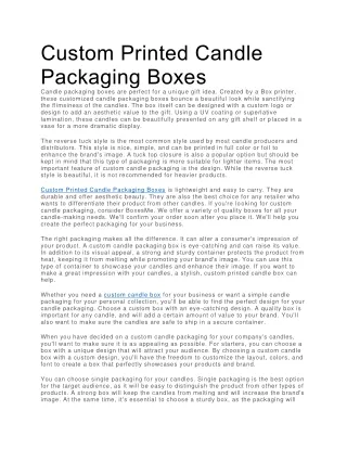 Custom Printed Candle Packaging Boxes