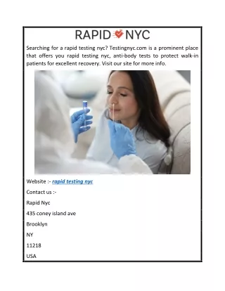 Rapid Testing Nyc  Testingnyc.com