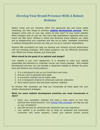 Develop Your Brand Presence With A Robust Website