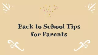 Back to School Tips for Parents