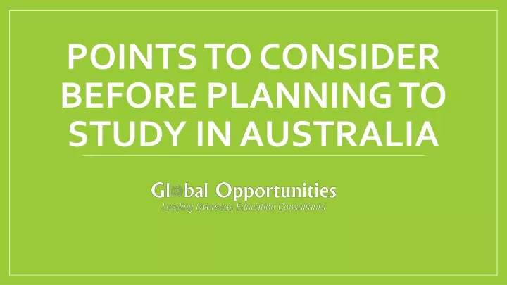 points to consider before planning to study in australia