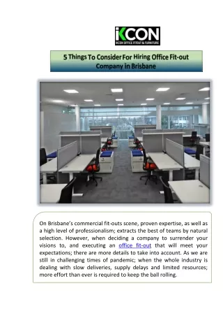 Top 5 Things To Consider For Hiring Office Fit-out Company in Brisbane - IKCON