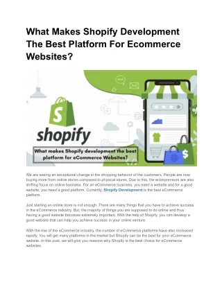 What Makes Shopify Development The Best Platform For Ecommerce Websites