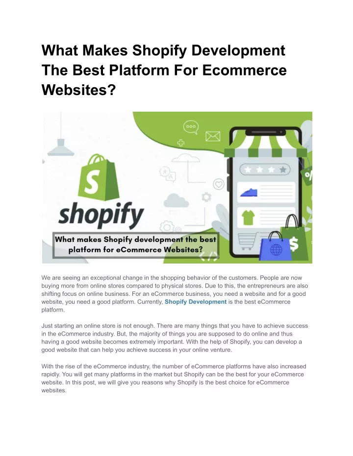 what makes shopify development the best platform