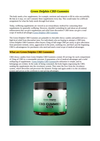 Green Dolphin CBD Gummies: Pricing and Where to Buy