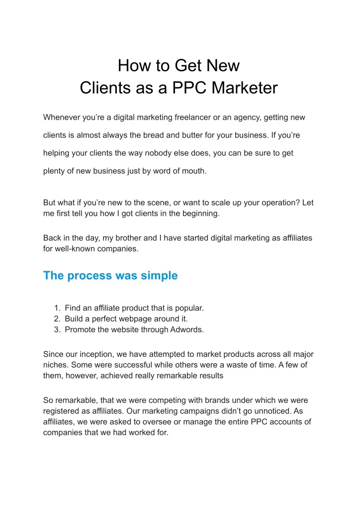 how to get new clients as a ppc marketer