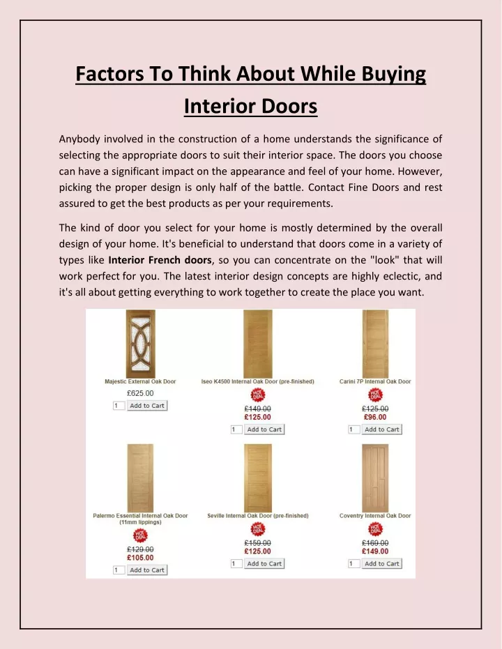 factors to think about while buying interior doors