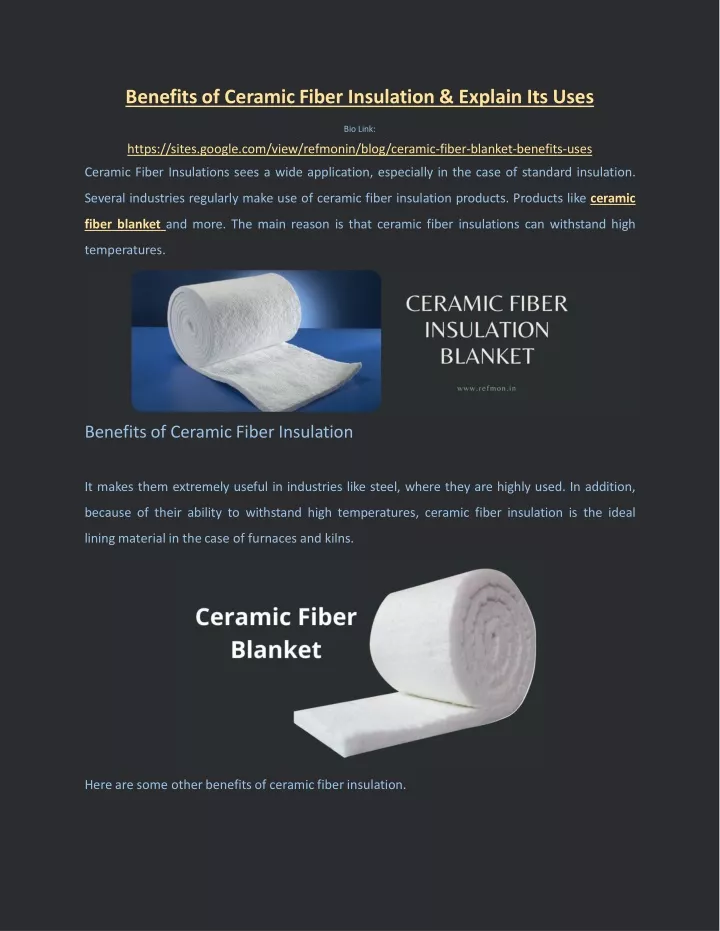 benefits of ceramic fiber insulation explain