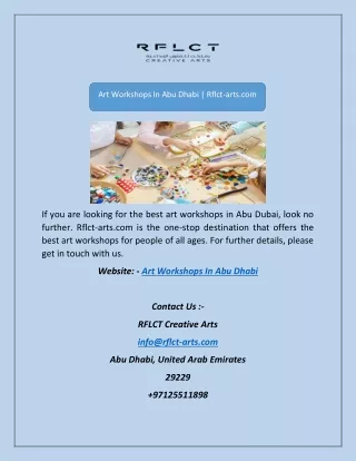Art Workshops In Abu Dhabi | Rflct-arts.com