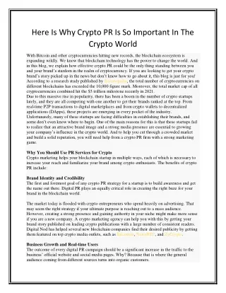 Here is Why Crypto PR is So Important in the Crypto World