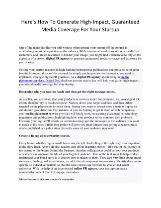 Here’s How To Generate High-Impact, Guaranteed Media Coverage For Your Startup