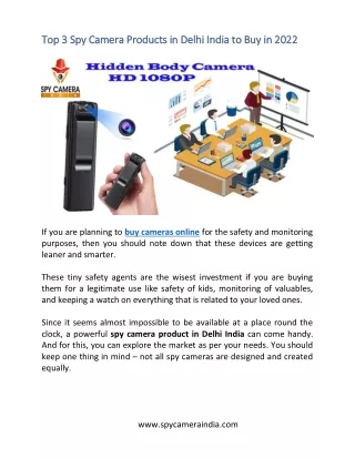 top 3 spy camera products in delhi india