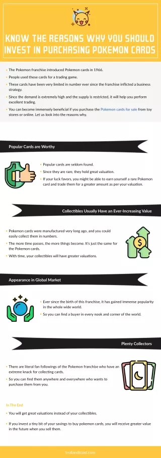 Know the Reasons Why You Should Invest in Purchasing Pokemon Cards