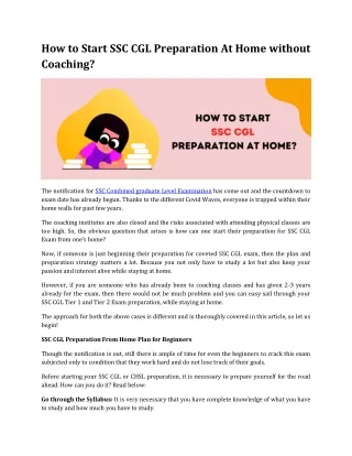 how to start ssc cgl preparation at home without