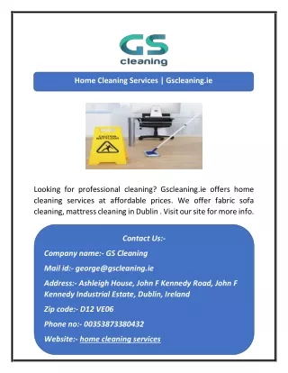 Home Cleaning Services | Gscleaning.ie