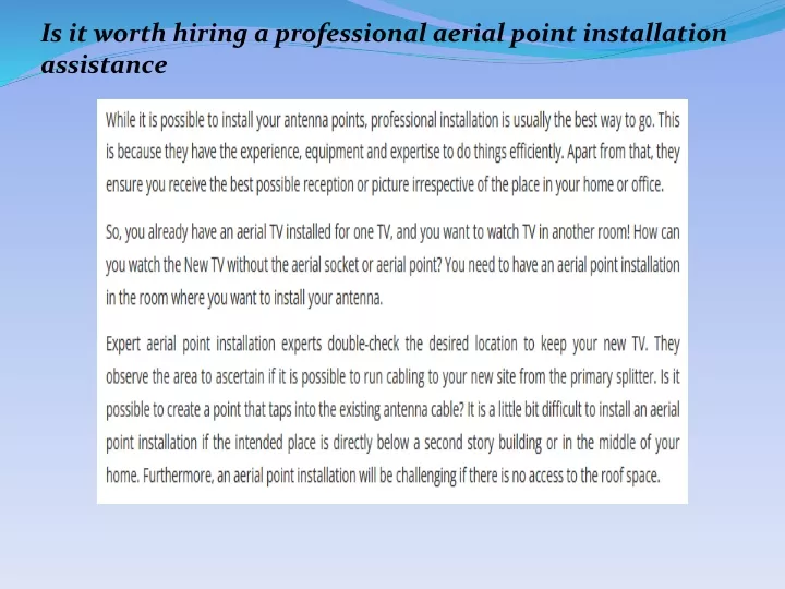 is it worth hiring a professional aerial point