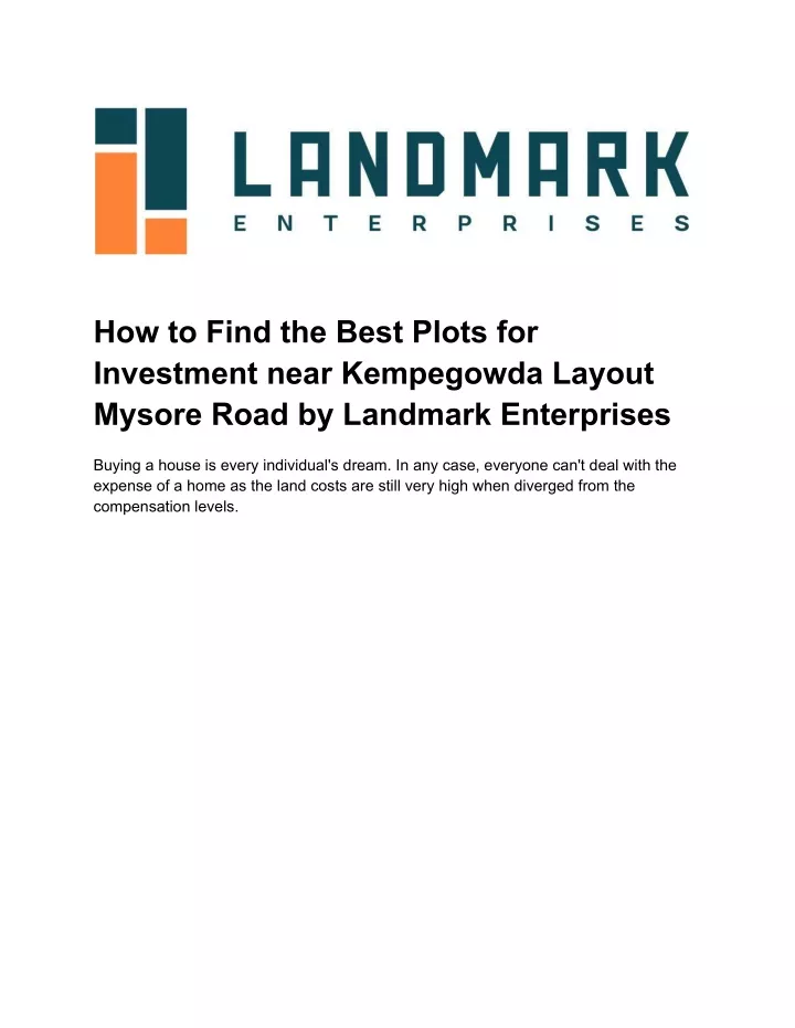 how to find the best plots for investment near