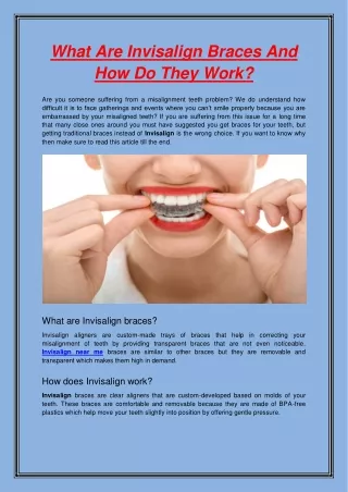 what are invisalign braces and how do they work