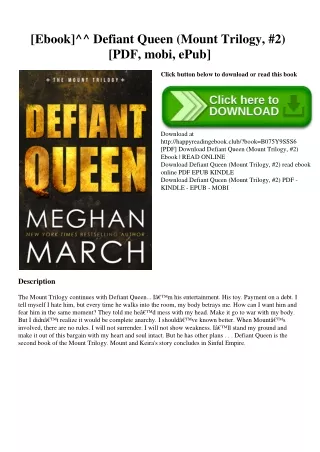 [Ebook]^^ Defiant Queen (Mount Trilogy  #2) [PDF  mobi  ePub]