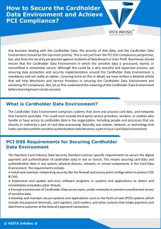 How to Secure the Cardholder Data Environment and Achieve PCI Compliance?