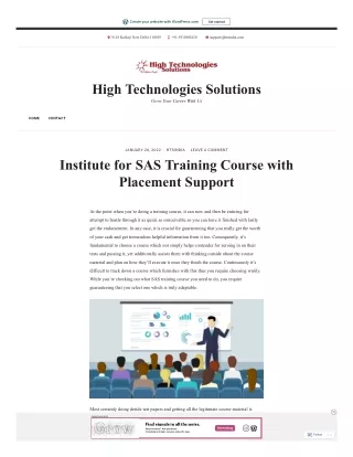 Institute for SAS Training Course with Placement Support