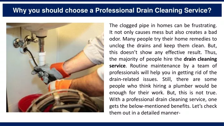 why you should choose a professional drain