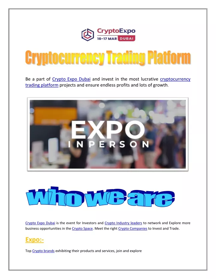 be a part of crypto expo dubai and invest