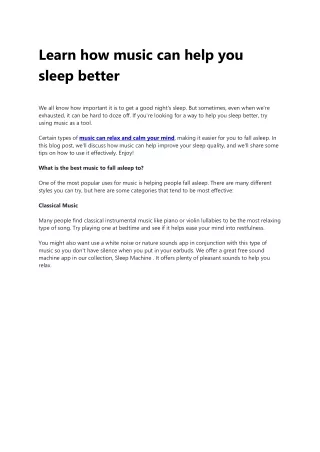 learn how music can help you sleep better