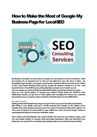 How to Make the Most of Google My Business Page for Local SEO