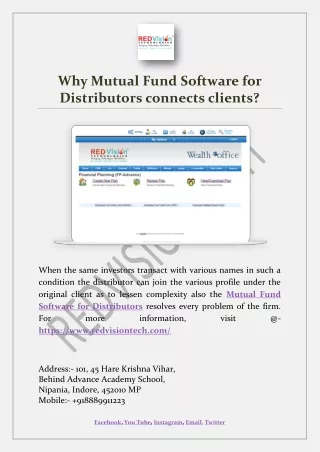 why mutual fund software for distributors