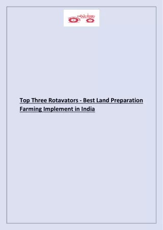top three rotavators best land preparation