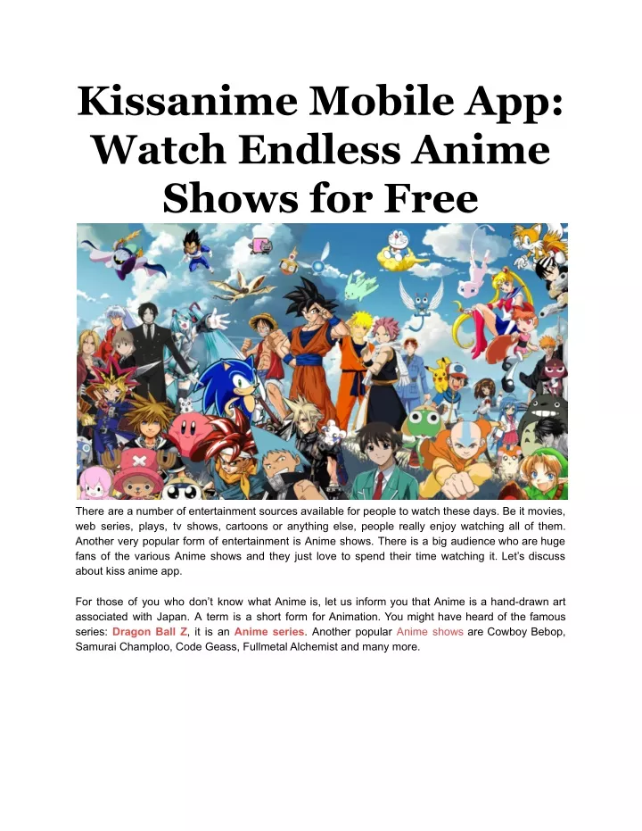 kissanime mobile app watch endless anime shows