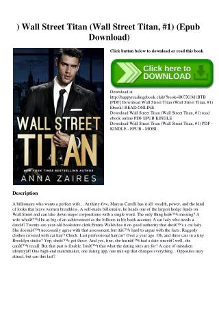 ^DOWNLOAD-PDF) Wall Street Titan (Wall Street Titan  #1) (Epub Download)