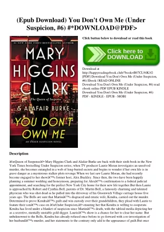 (Epub Download) You Don't Own Me (Under Suspicion  #6) #DOWNLOAD@PDF