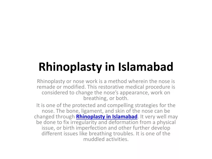rhinoplasty in islamabad