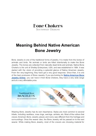 Meaning Behind Native American Bone Jewelry