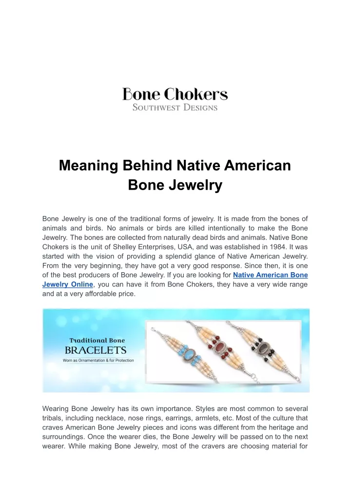 meaning behind native american bone jewelry