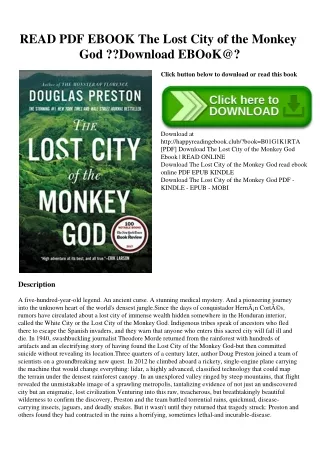 READ PDF EBOOK The Lost City of the Monkey God Download EBOoK@