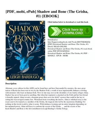 [PDF  mobi  ePub] Shadow and Bone (The Grisha  #1) [EBOOK]