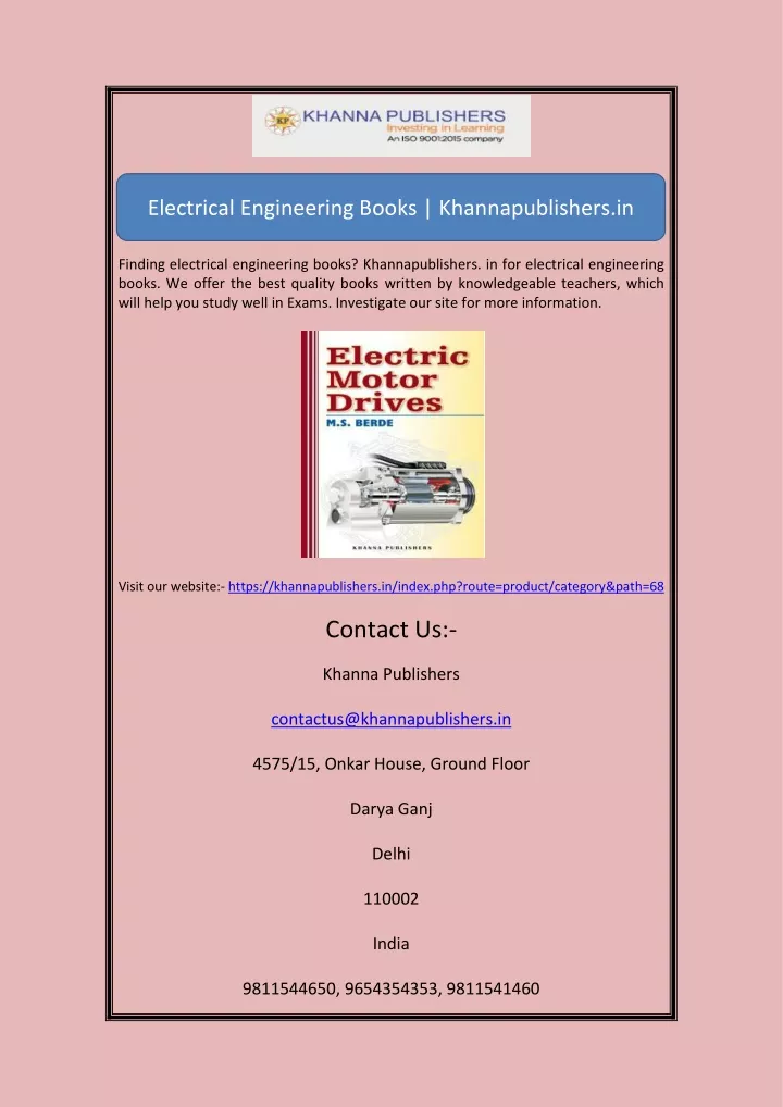 electrical engineering books khannapublishers in