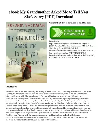 ebook My Grandmother Asked Me to Tell You She's Sorry [PDF] Download