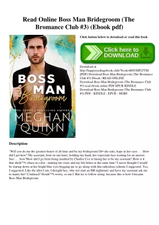 Read Online Boss Man Bridegroom (The Bromance Club #3) (Ebook pdf)