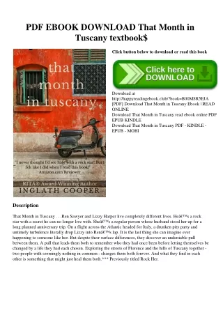 PDF EBOOK DOWNLOAD That Month in Tuscany textbook$