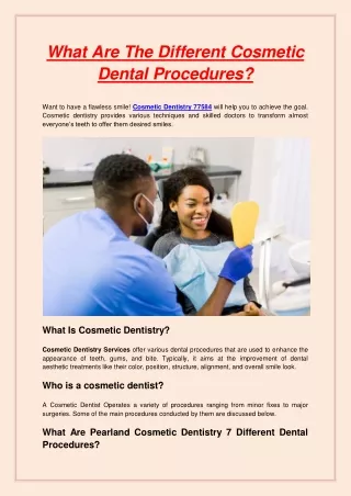 What Are The Different Cosmetic Dental Procedures